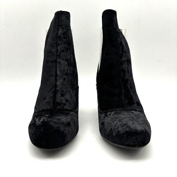 NEW Nasty Gal 'Clear It Out' Black Velvet Block Heel Zip Ankle Boot US7 UK5 - Picture 7 of 16